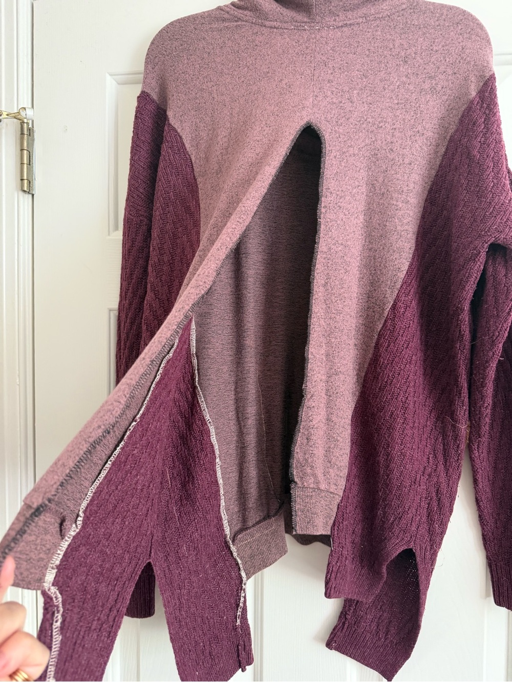 MORGAN FACTORY burgundy patch pocket sweater S M L XL - Picture 4 of 5